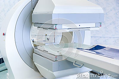 Gamma camera in the parlor of the clinic of nuclear medicine. Stock Photo