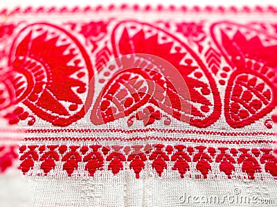 Gamosa or gamusa is a traditional textile pattern from Assam Stock Photo