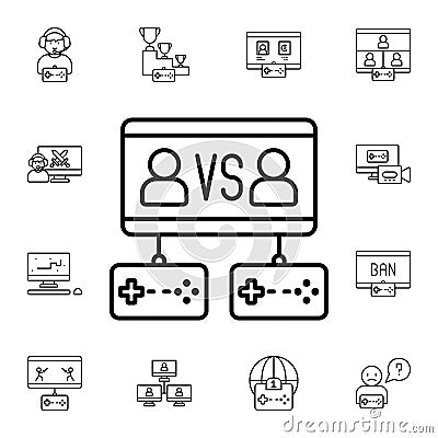 Gams, vs, players, game controller flat vector icon in esport pack Stock Photo