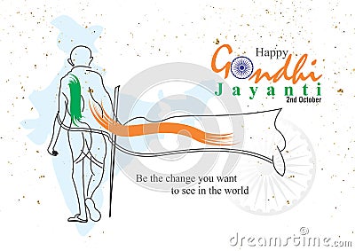 Gandhi jayanti, great Indian freedom fighter who promoted non voilence Vector Illustration