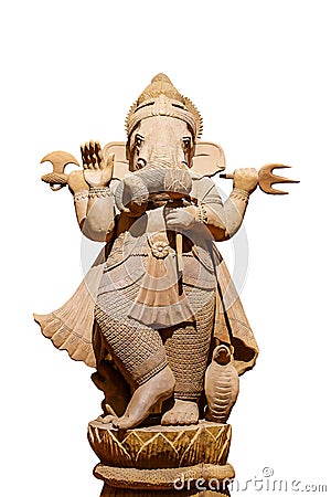 Ganesh carved wood Stock Photo