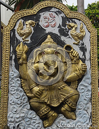 Ganesh Elephant god statue in temple Stock Photo
