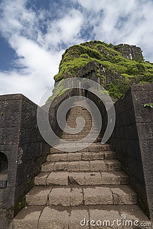 The Ganesh gate at Lohagad Fort near Lonavala,Maharashtra,India Stock Photo