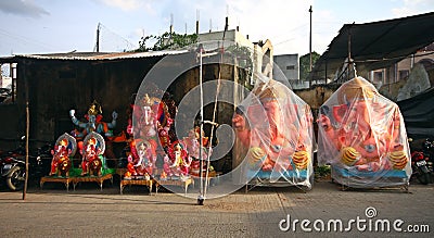 Ganesh idols ready for sale Editorial Stock Photo
