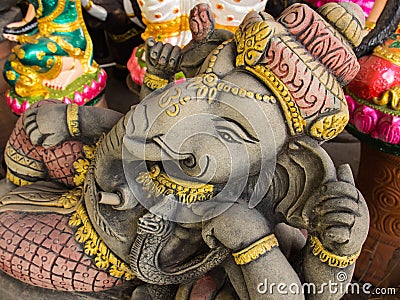 Ganesh Statues in Different Postures Stock Photo