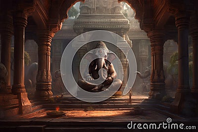 Ganesha altar temple. Generate Ai Stock Photo