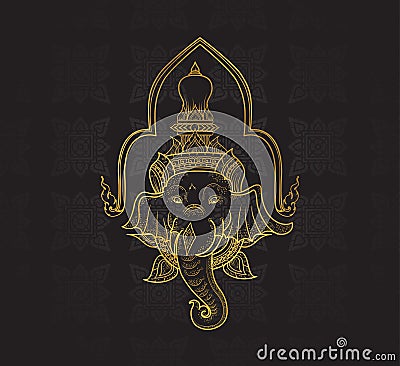 Ganesha characters of Ramayana,Thai Art Background pattern Vector Illustration