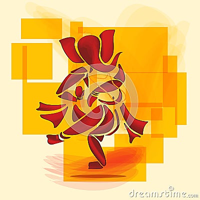 Ganesha dance. Vector Illustration