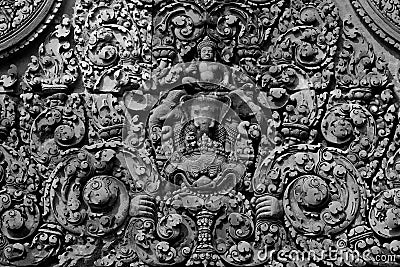 Ganesha elephant carvings at Angkor Wat Stock Photo
