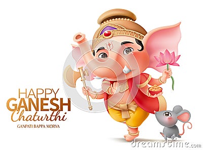 Ganesha and mushika Vector Illustration