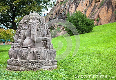 Ganesha statue in a beautiful mountain garden Stock Photo