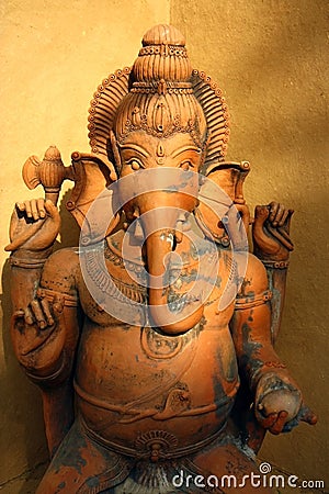 Ganesha statue indian terracotta art Stock Photo