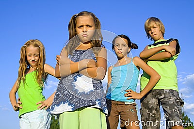 Gang of four kids Stock Photo