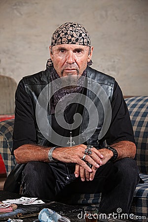 Gang Member Staring Ahead Stock Photo