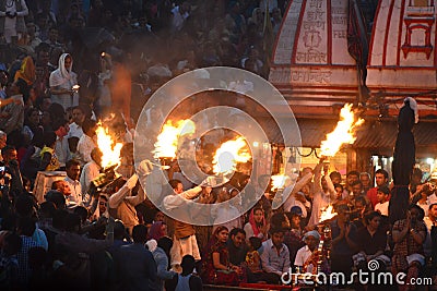 Ganga Aarti at haridwar Editorial Stock Photo