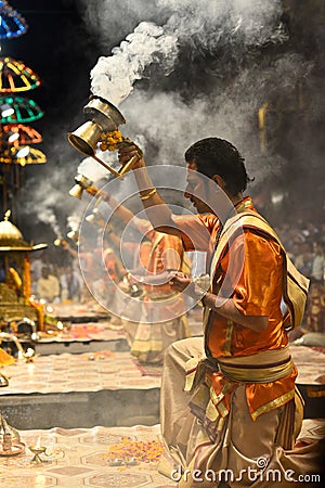 Ganga Aarti at Varanasi Editorial Stock Photo