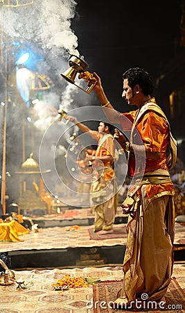 Ganga Aarti at Varanasi Editorial Stock Photo