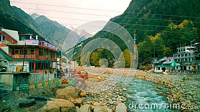 Ganga river flows through Himalayas in Gangotri, Uttarakhand, India. Editorial Stock Photo