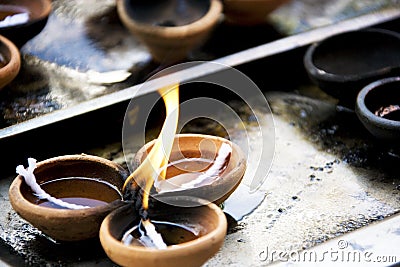 Gangaramaya Temple Prayer Offerings Stock Photo