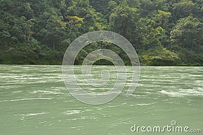 The Ganges, Indian sacred river near Rishikesh, India Stock Photo