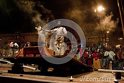 Ganges River Puja Ceremony, Varanasi India Editorial Stock Photo