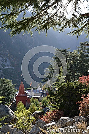 Gangotri, Uttarakhand, India. Hindu temple, Himalayas Stock Photo