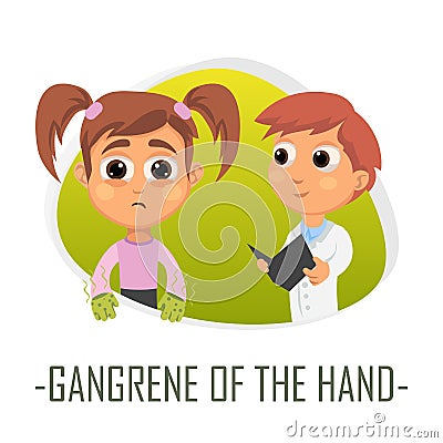 Gangrene of the hand medical concept. Vector illustration. Cartoon Illustration