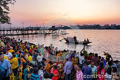 gangs river during chhath festival Editorial Stock Photo