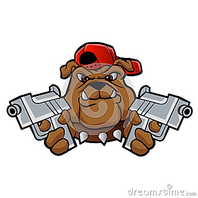 Gangster bulldog with pistols Vector Illustration