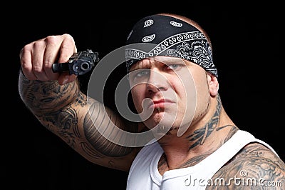 Gangster with gun Stock Photo