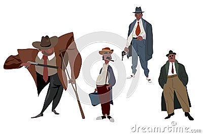 Mafia characters set Vector Illustration