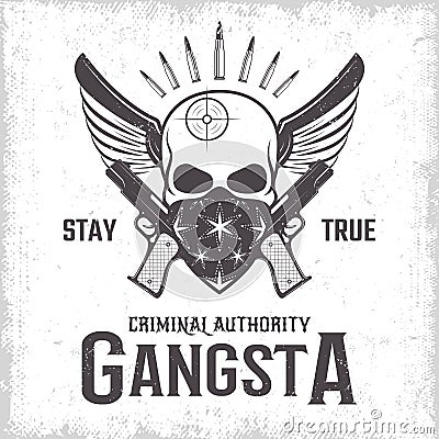 Gangster Monochrome Print Vector Illustration