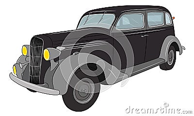 Gangster retro car. Classic auto. Vintage automobile. Vector Illustration