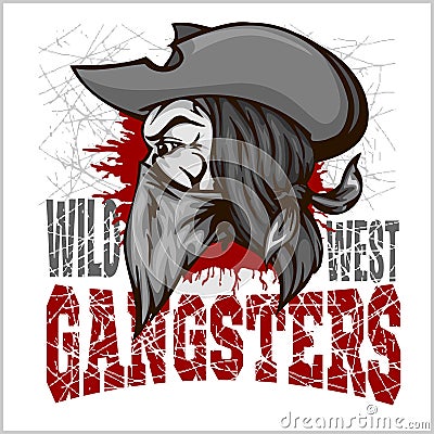 Gangster in retro scratch background Vector Illustration