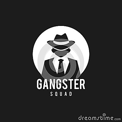 Gangsters silhouette in black and white Vector Illustration