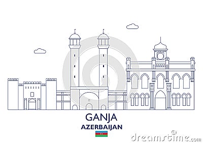 Ganja City Skyline, Azerbaijan Vector Illustration