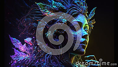 the ganja goddess 8k UHD HDR bio luminescent neon image generative AI Stock Photo