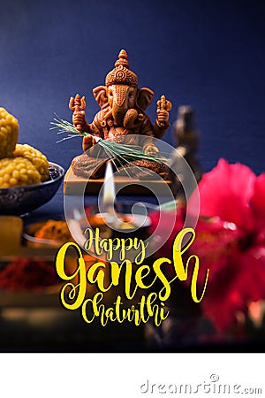 Ganpati greeting or Lord ganesha Greeting or happy ganesh chaturthi greeting card Stock Photo