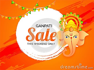 Ganpati Sale poster or banner design with Lord Ganesha face on o Stock Photo