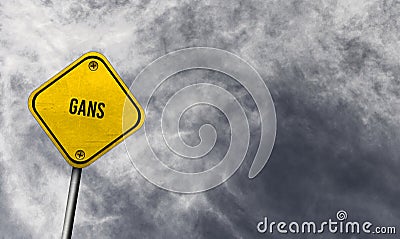 Gans - yellow sign with cloudy background Stock Photo