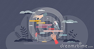 Gantt chart as effective work time management system tiny person concept Vector Illustration