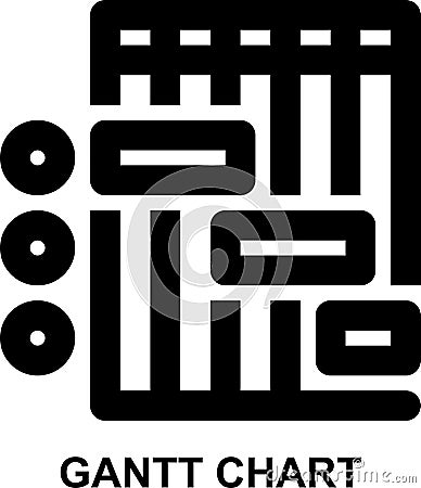 gantt chart, gantt, schedule, scheduling, timeline, project management outline icon Vector Illustration