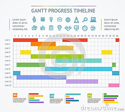 Gantt Progress Line. Vector Vector Illustration