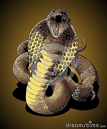 gaping cobra front view Vector Illustration