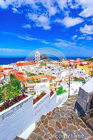 Garachico, Tenerife, Canary islands, Spain: Overview of the beautiful town of Garachico Stock Photo