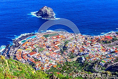 Garachico, Tenerife, Canary islands, Spain: Overview of the col Stock Photo