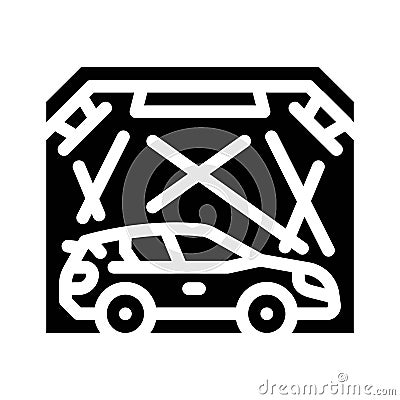 garage box for car polishing glyph icon vector illustration Vector Illustration