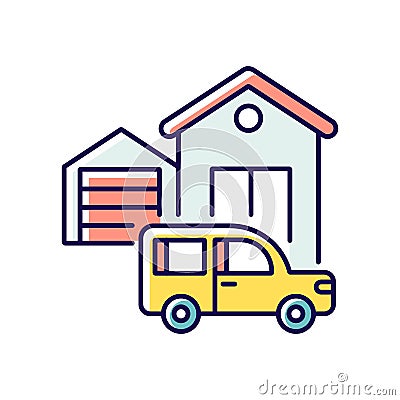 Garage building RGB color icon Vector Illustration