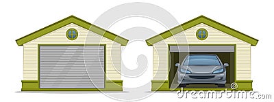 Garage with car Vector Illustration