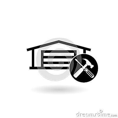 Garage door repair color icon with shadow Vector Illustration